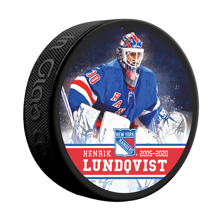 NHLPA Henrik Lundqvist #30 New York Rangers 2021 Retirement Souvenir Hockey Puck In Cube