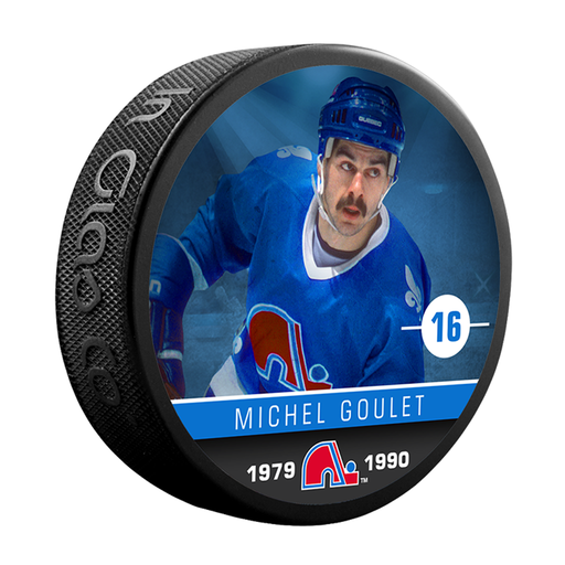 NHLAA Alumni Michel Goulet Quebec Nordiques Souvenir Collector Hockey Puck