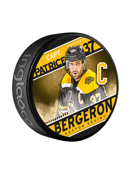 NHL Captain Series Patrice Bergeron Boston Bruins Souvenir Hockey Puck In Cube