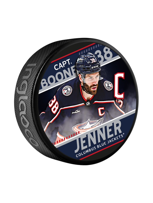 NHL Captain Series Boone Jenner Columbus Blue Jackets Souvenir Hockey Puck In Cube