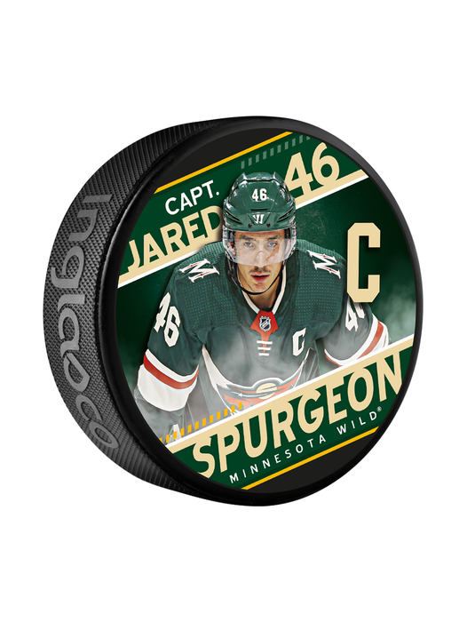 NHL Captain Series Jared Spurgeon Minnesota Wild Souvenir Hockey Puck In Cube