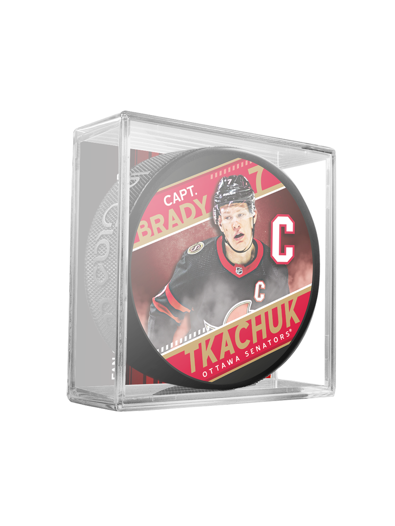 NHL Captain Series Brady Tkachuk Ottawa Senators Souvenir Hockey Puck In Cube