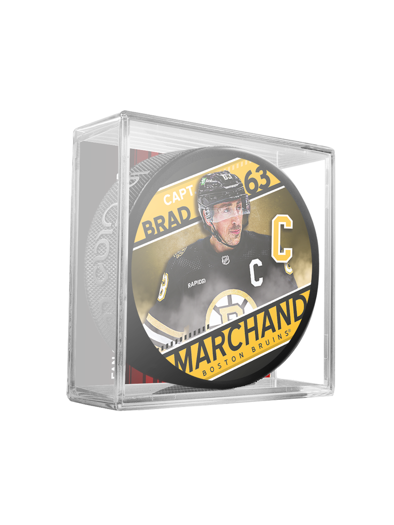 NHL Captain Series Brad Marchand Boston Bruins Souvenir Hockey Puck In Cube