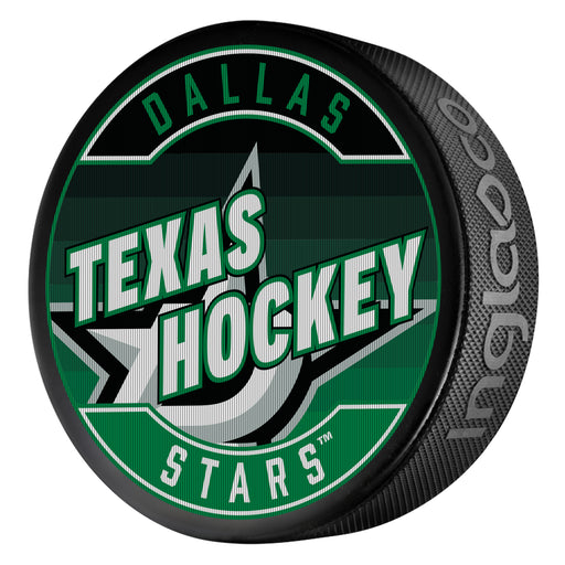 NHL Dallas Stars Texas Hockey rally lenticular puck with team D-star logo and green and silver graphics