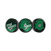 NHL Dallas Stars lenticular puck three-puck lineup showing rally, mid-flip and Est 1993 heritage front