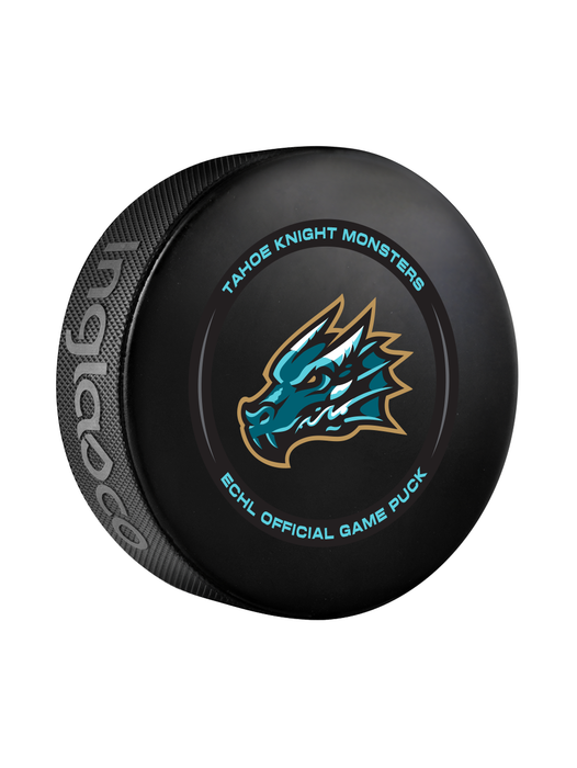 ECHL Tahoe Knight Monsters 2024-25 Official Game Hockey Puck In Cube
