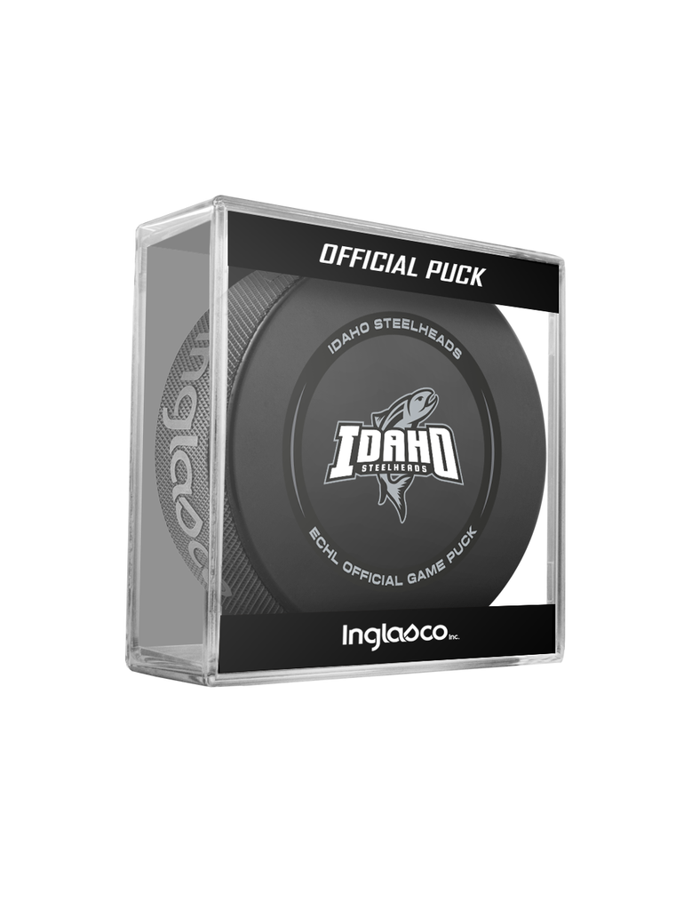 ECHL Idaho Steelheads 2024-25 Official Game Hockey Puck In Cube