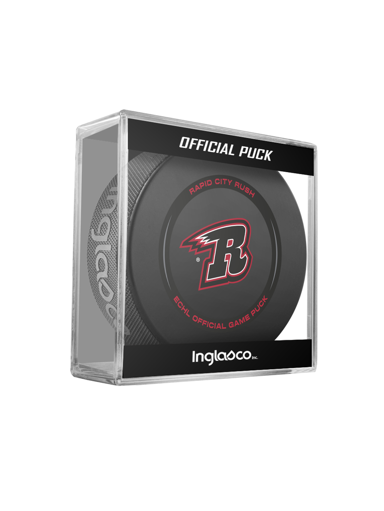 ECHL Rapid City Rush 2024-25 Official Game Hockey Puck In Cube