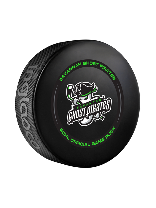 ECHL Savannah Ghost Pirates 2024-25 Official Game Hockey Puck In Cube