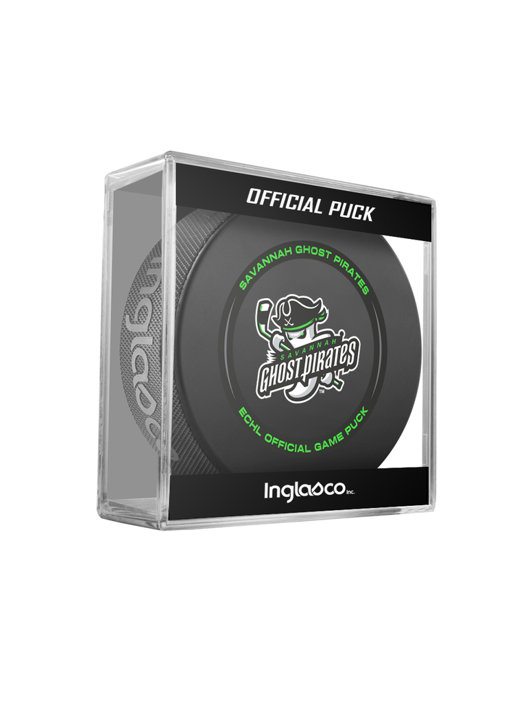 ECHL Savannah Ghost Pirates 2024-25 Official Game Hockey Puck In Cube