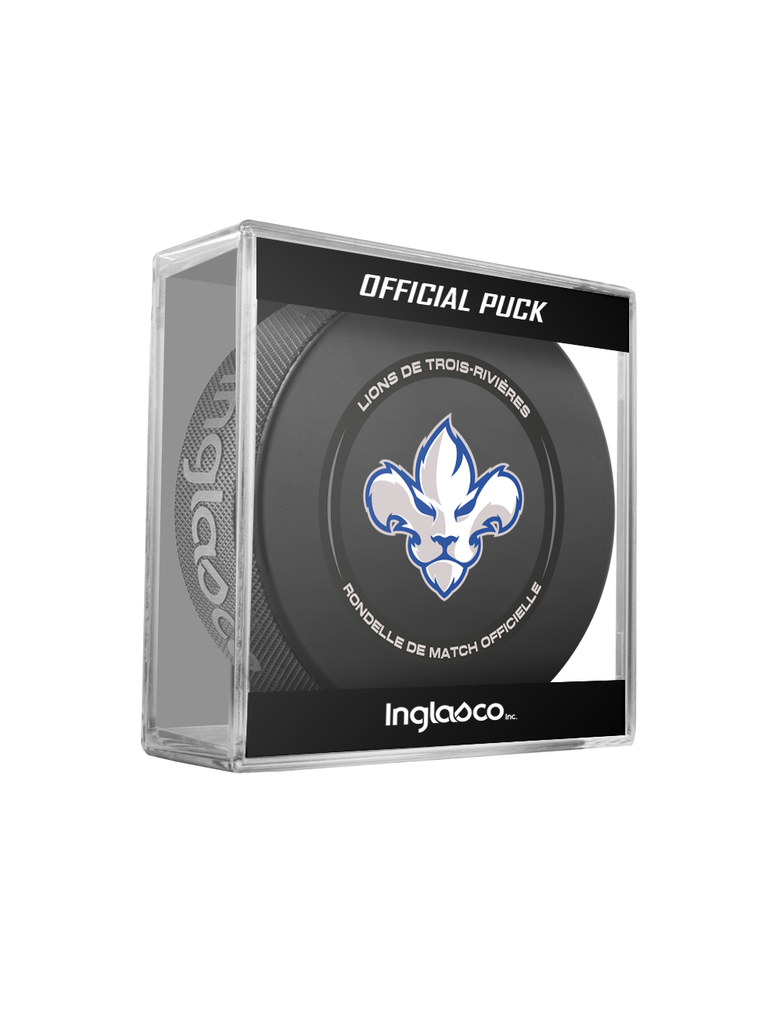 ECHL Trois-Rivi?res Lions 2024-25 Official Game Hockey Puck In Cube