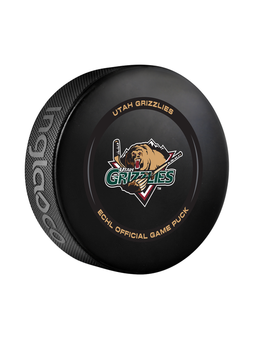 ECHL Utah Grizzlies 2024-25 Official Game Hockey Puck In Cube