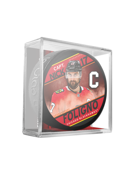 NHL Captain Series Nick Foligno Chicago Blackhawks Souvenir Hockey Puck In Cube