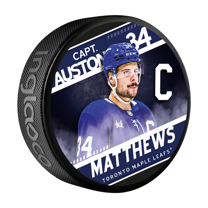 NHL Captain Series Auston Matthews Toronto Maple Leafs Souvenir Hockey Puck In Cube