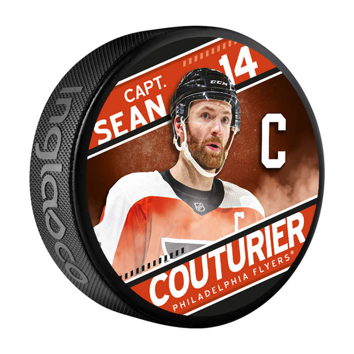 NHL Captain Series Sean Couturier Philadelphia Flyers Souvenir Hockey Puck In Cube
