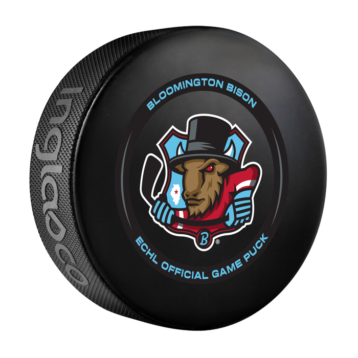ECHL Bloomington Bison Inaugural Season 2025-26 Official Game Hockey Puck In Cube