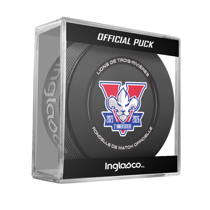 ECHL Trois-Rivieres Lions 2025-26 Official Game Hockey Puck In Cube