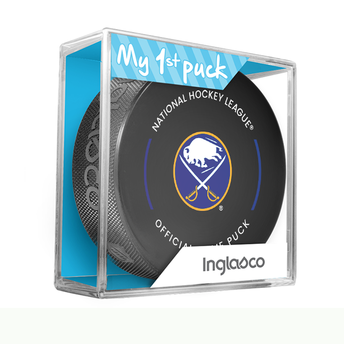 NHL Buffalo Sabres Officially Licensed 2023-2024 Team Game Puck Design In Cube - New Fan Blue