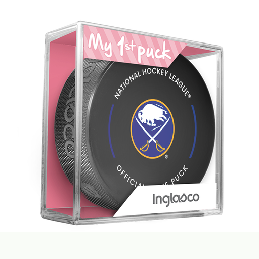 NHL Buffalo Sabres Officially Licensed 2023-2024 Team Game Puck Design In Cube - New Fan Pink