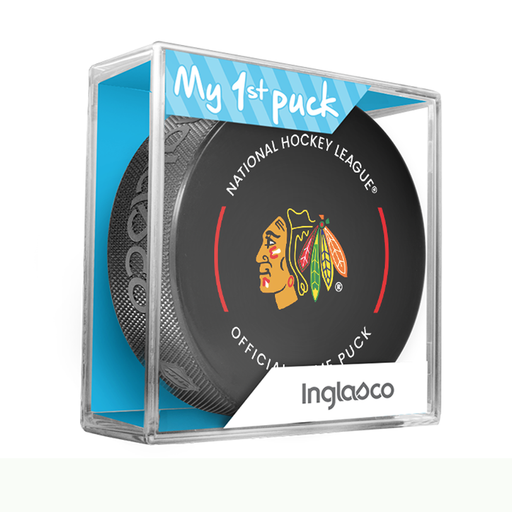 NHL Chicago Blackhawks Officially Licensed 2023-2024 Team Game Puck Design In Cube - New Fan Blue
