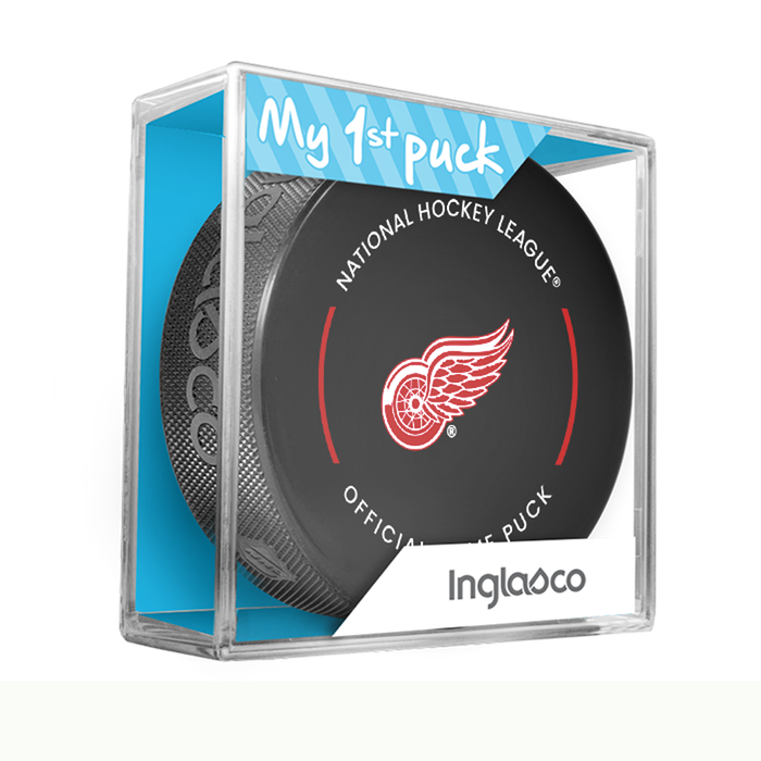 NHL Detroit Red Wings Officially Licensed 2023-2024 Team Game Puck Design In Cube - New Fan Blue