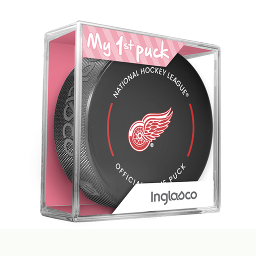 NHL Detroit Red Wings Officially Licensed 2023-2024 Team Game Puck Design In Cube - New Fan Pink