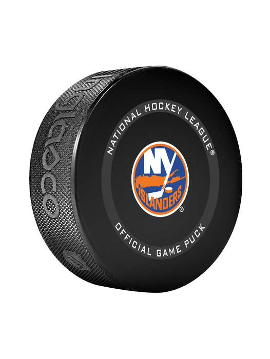 NHL New York Islanders Officially Licensed 2023-2024 Team Game Puck Design In Cube - New Fan Blue