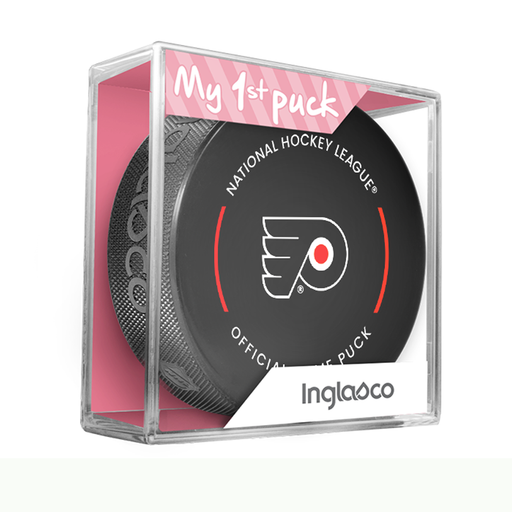 NHL Philadelphia Flyers Officially Licensed 2023-2024 Team Game Puck Design In Cube - New Fan Pink