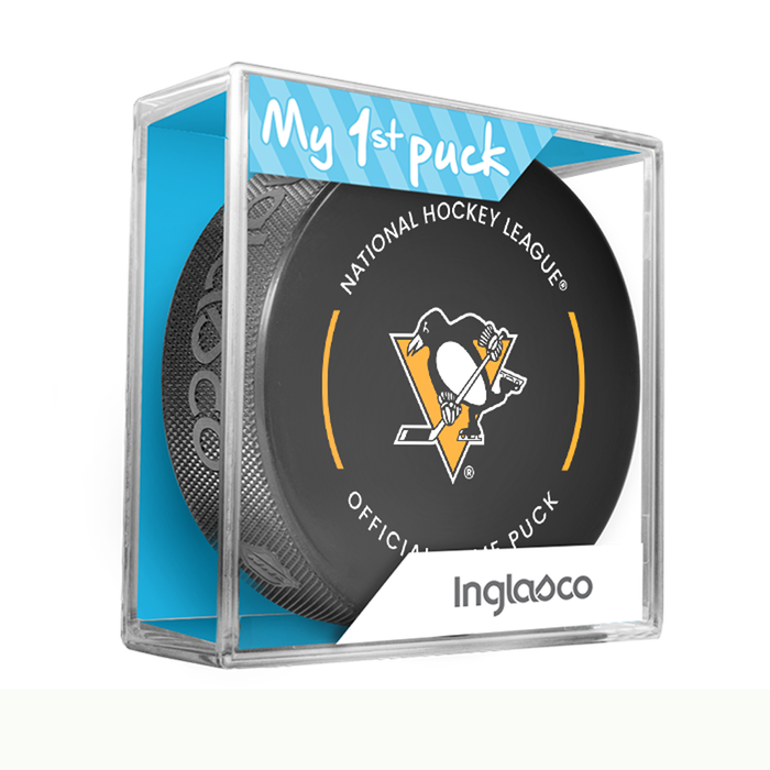 NHL Pittsburgh Penguins Officially Licensed 2023-2024 Team Game Puck Design In Cube - New Fan Blue