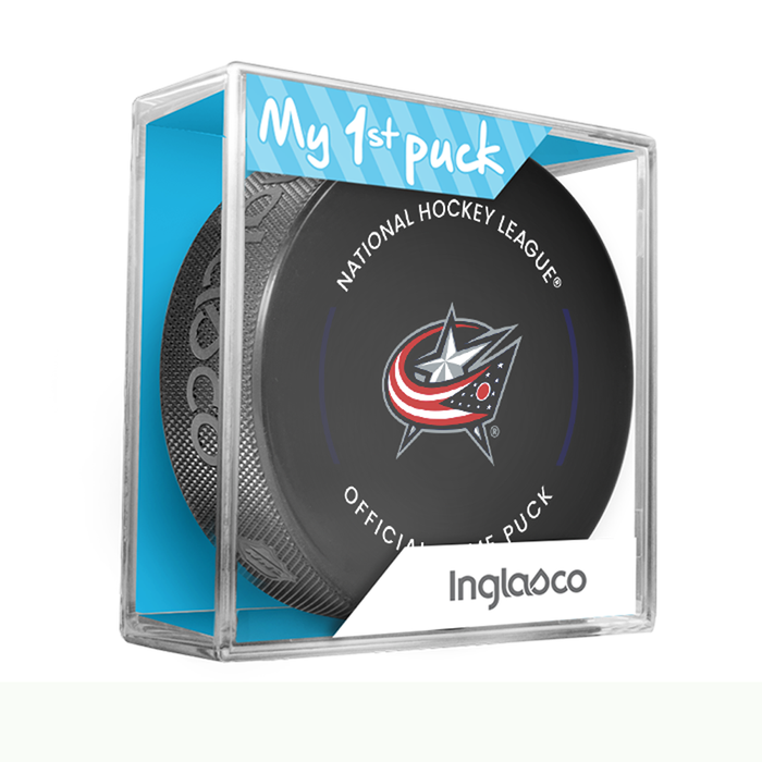 NHL Columbus Blue Jackets Officially Licensed 2023-2024 Team Game Puck Design In Cube - New Fan Blue