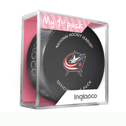 NHL Columbus Blue Jackets Officially Licensed 2023-2024 Team Game Puck Design In Cube - New Fan Pink