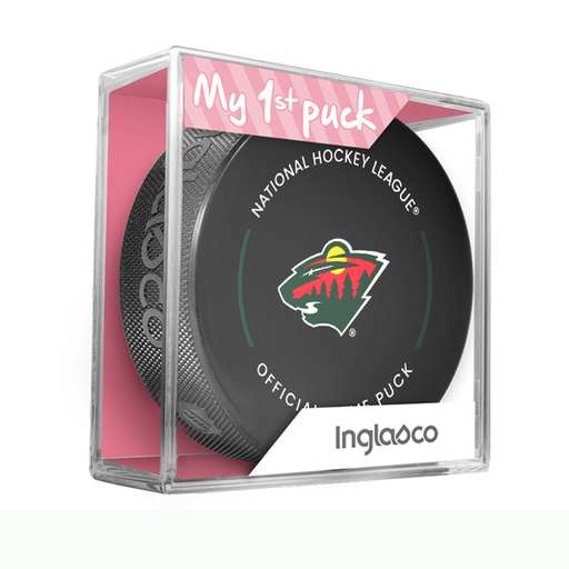 NHL Minnesota Wild Officially Licensed 2023-2024 Team Game Puck Design In Cube - New Fan Pink