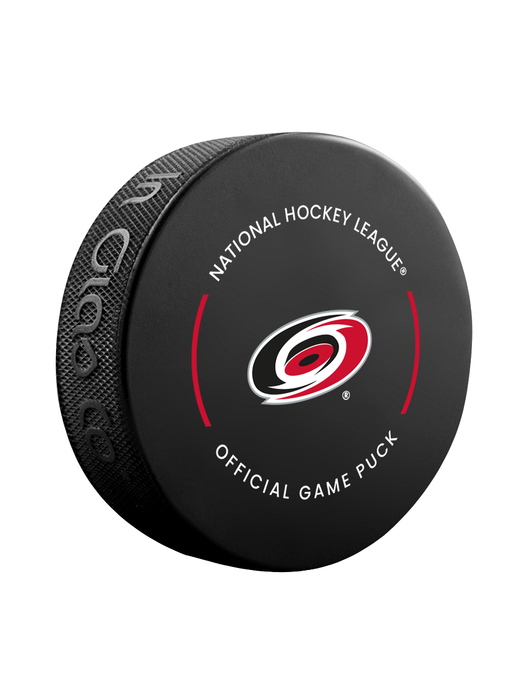 NHL Carolina Hurricanes Officially Licensed 2023-2024 Team Game Puck Design In Cube - New Fan Blue