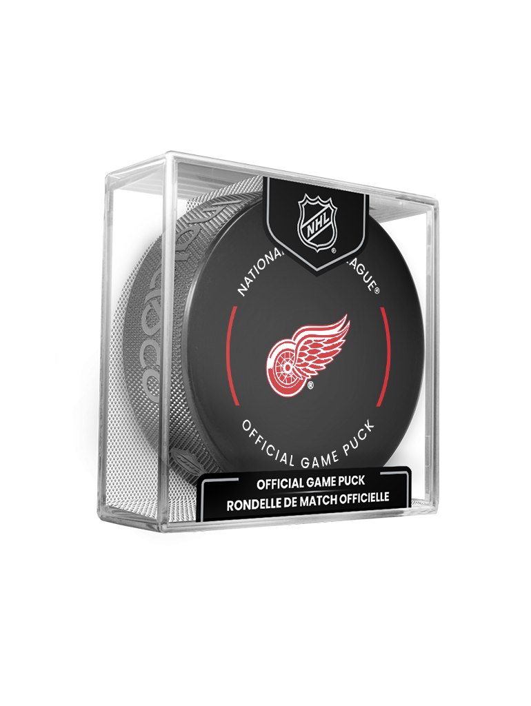 NHL Detroit Red Wings 2023-24 Official Game Hockey Puck In Cube