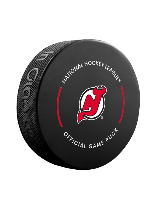 NHL New Jersey Devils Officially Licensed 2023-2024 Team Game Puck Design In Cube - New Fan Pink