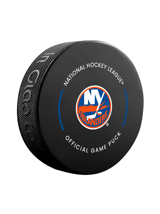 NHL New York Islanders Officially Licensed 2023-2024 Team Game Puck Design In Cube - New Fan Pink