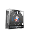 NHL New York Islanders 2024 Official Playoffs Game Hockey Puck Design In Cube