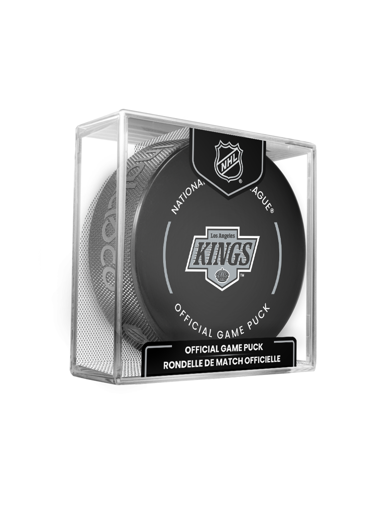 NHL Los Angeles Kings Officially Licensed 2024-25 Team Game Hockey Puck Design- In Cube