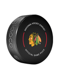 NHL Chicago Blackhawks Officially Licensed 2024-25 Team Game Hockey Puck Design- In Cube