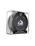 NHL Colorado Avalanche Officially Licensed 2024-25 Team Game Hockey Puck Design- In Cube