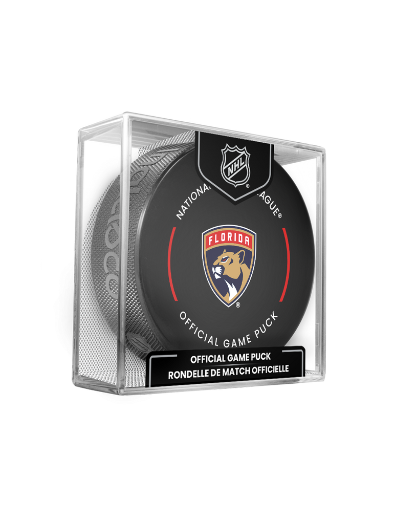 NHL Florida Panthers Officially Licensed 2024-25 Team Game Hockey Puck Design- In Cube