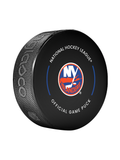 NHL New York Islanders Officially Licensed 2024-25 Team Game Hockey Puck Design- In Cube