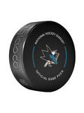 NHL San Jose Sharks Officially Licensed 2024-25 Team Game Hockey Puck Design- In Cube