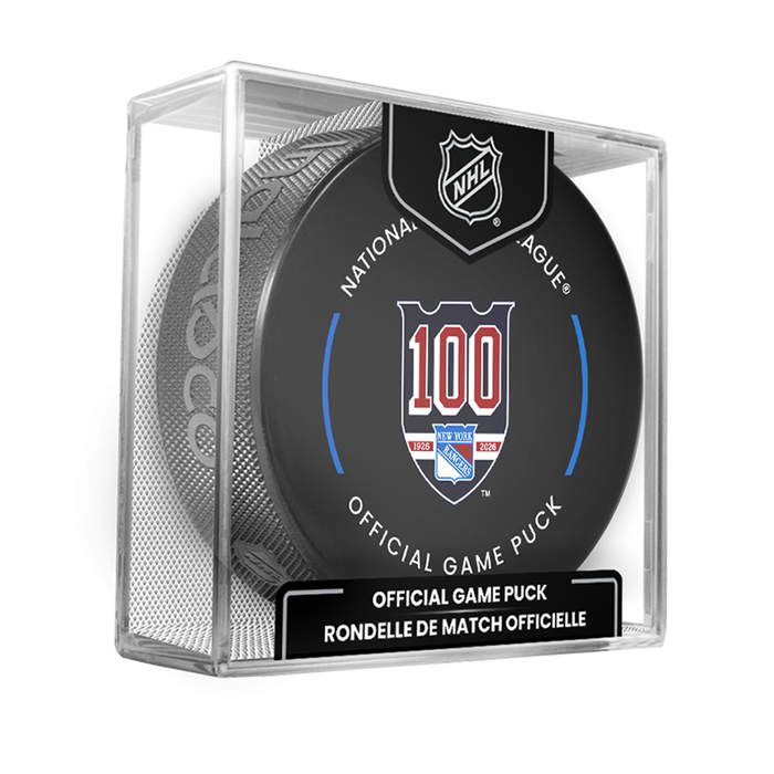 NHL New York Rangers Officially Licensed 2025-2026 Game Puck Design In Cube