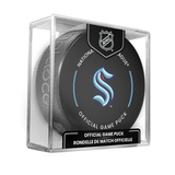 NHL Seattle Sea Kraken Officially Licensed 2025-2026 Game Puck Design In Cube
