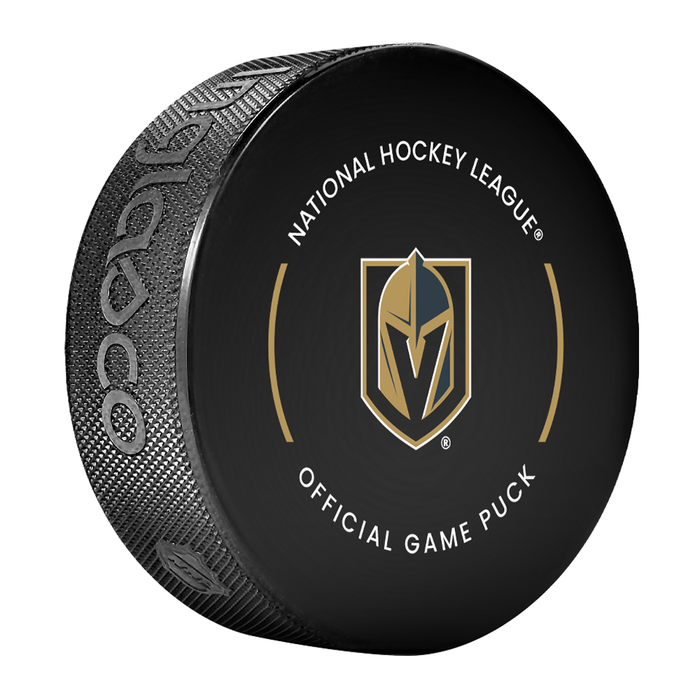 NHL Vegas Golden Knights Officially Licensed 2025-2026 Game Puck Design In Cube