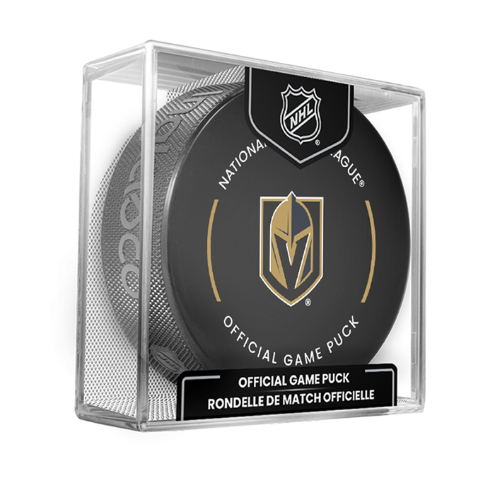 NHL Vegas Golden Knights Officially Licensed 2025-2026 Game Puck Design In Cube