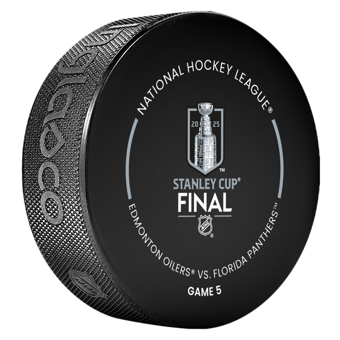 NHL 2025 Round 4 Game 5 Playoffs Match-Up Edmonton Oilers vs Florida Panthers Game Hockey Puck Design in Cube