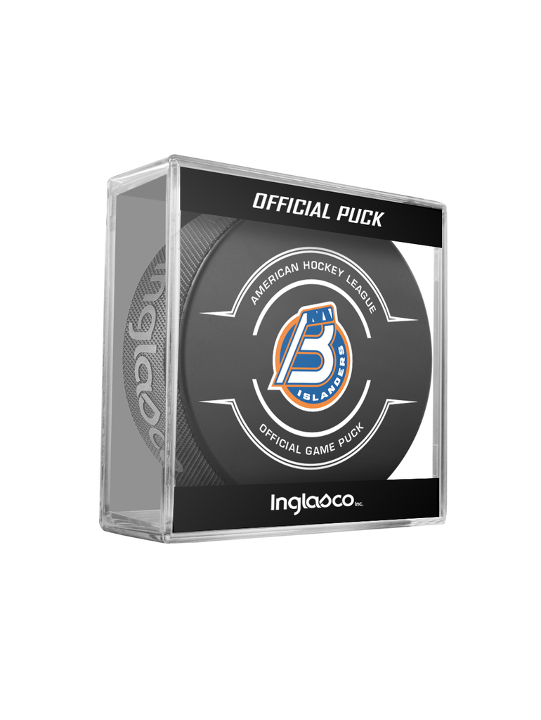 AHL Bridgeport Islanders 2023-24 Official Game Hockey Puck In Cube