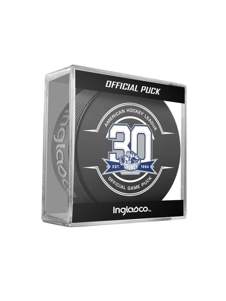 AHL Syracuse Crunch 30th Anniversary 2023-24 Official Game Hockey Puck In Cube